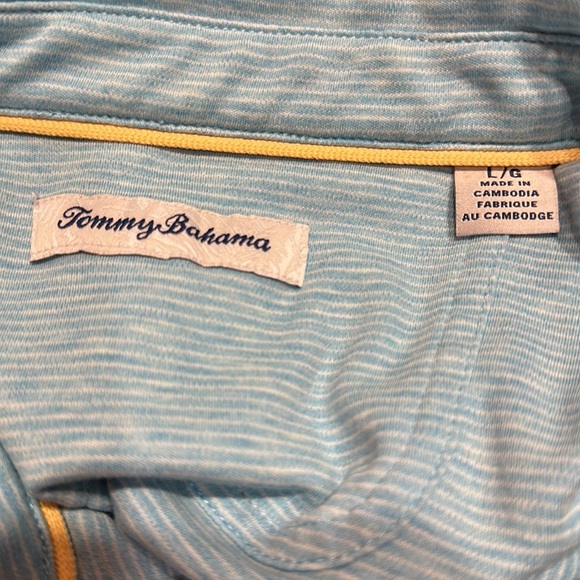 ⚜️EUC TOMMY BAHAMA heathered-mint green polo top Size Large - Picture 5 of 7
